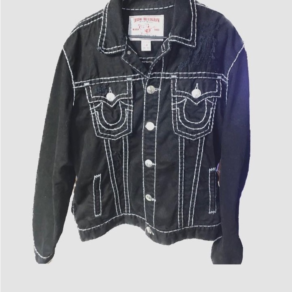True religion black trucker jacket xxxl xxl xl